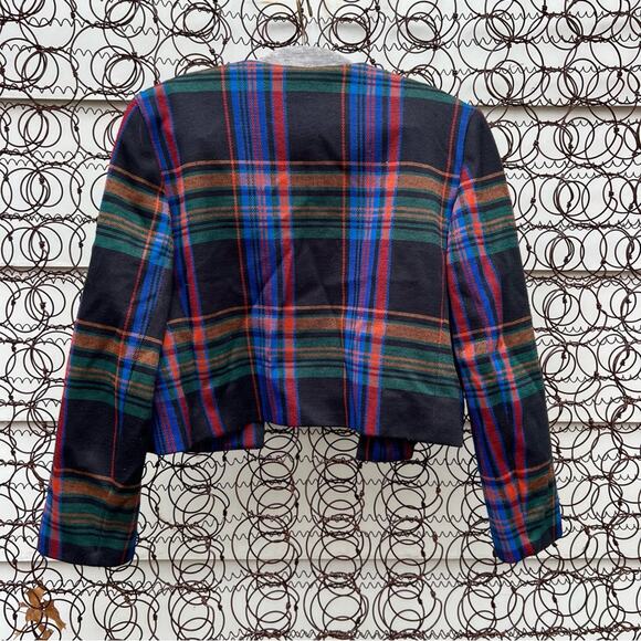 Vintage Henry Lee Petites Christmas Holiday plaid crop blazer - Picture 3 of 4